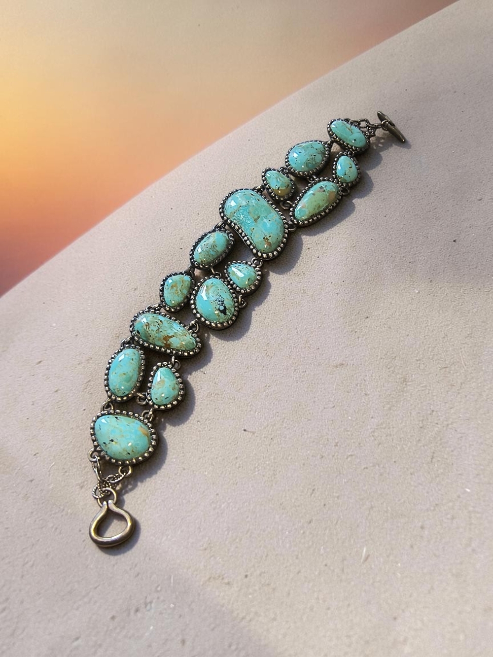 Barse Vintage Turquoise Stone Cluster Bracelet In Sterling Silver